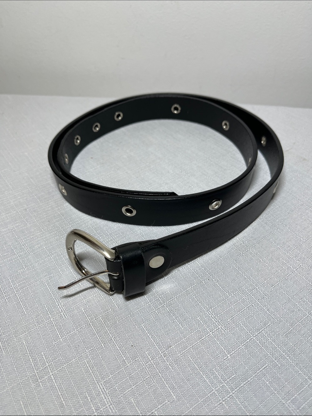 Classic Black Leather Grommet Belt - made in Italy
Medium